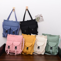 Canvas bag for women, new model crossbody with customizable printing, simple design, large capacity, Instagram style, dual shoulder or single shoulder, versatile, suitable for students, hand-held bag