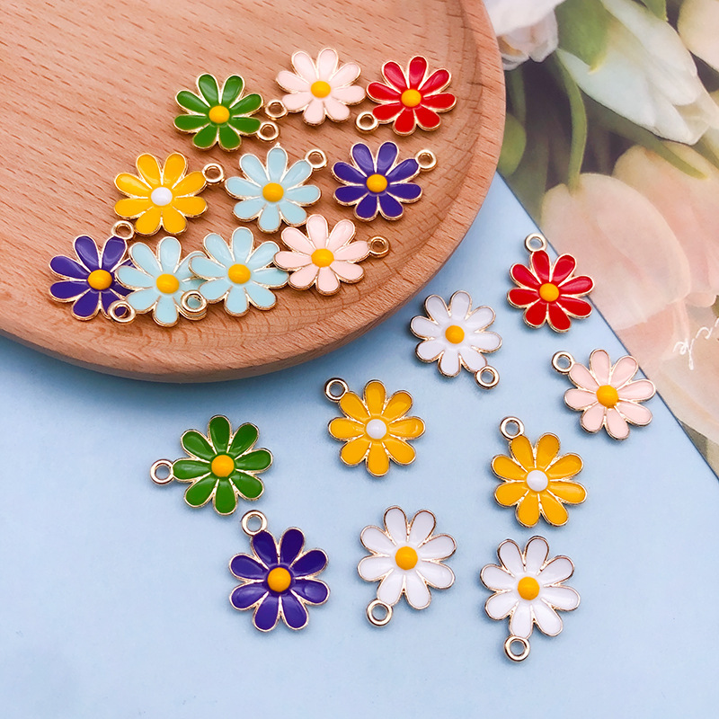 1つのドリップオイルの小さいデイジーの合金のペンダントのアクセサリの太陽の花のdiyのキーホルダーのイヤリングのネックレスのペンダント|undefined