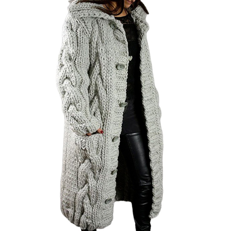Women's solid color knitted sweater loose coat plus size sweater_voghion.com
