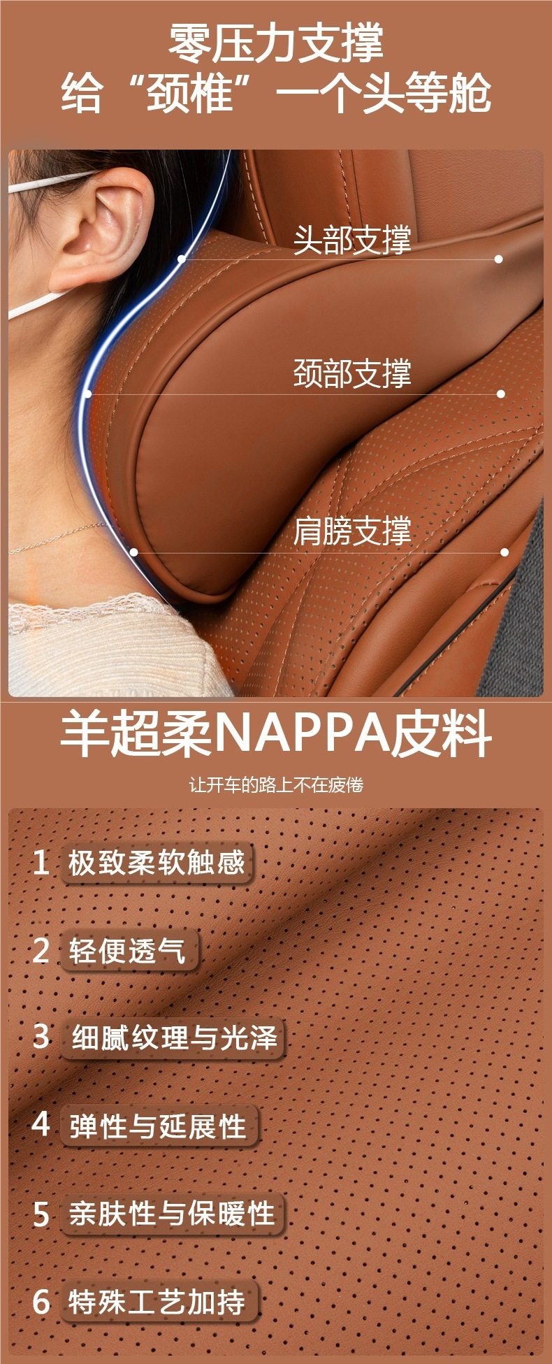 Suitable for Audi Headrests A6L/A5L/Q5L/A4L/A6/A7Lq7 Car Neck Pillow Car Cushion Lumbar Support