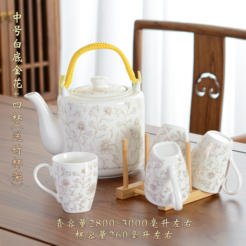 陶瓷水壶冷水壶茶壶凉水壶家用夏大凉开水壶容量玻璃装水耐高温无|undefined