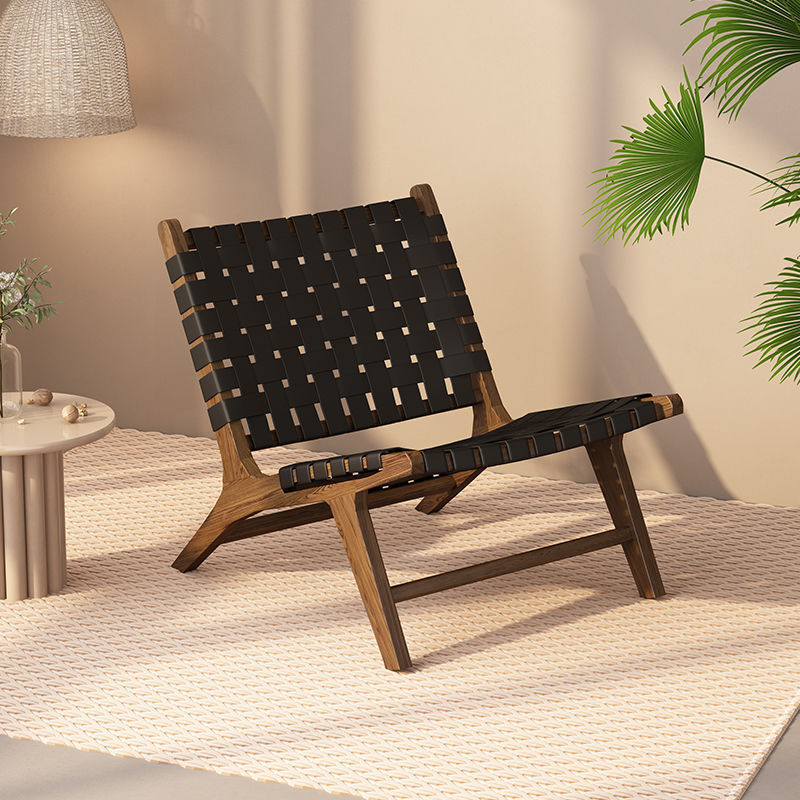Sillas de madera sólida de cuerda trenzada sillas de balcón nórdicas sillas de ocio estilo japonés sillas de silla de casa pequeña silla de respaldo perezosa