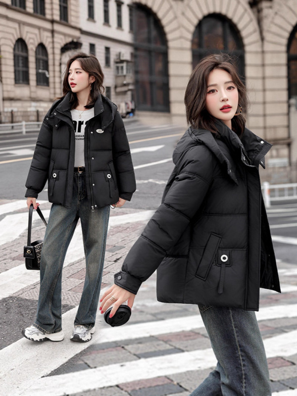 2025冬季新款韩版棉衣时尚百搭连帽面包服洋气简约棉袄棉服女外套|undefined