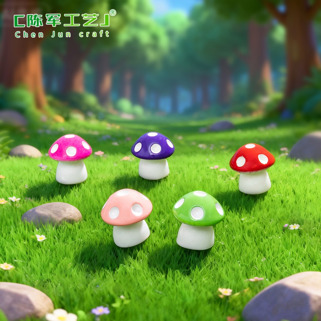 Mushroom and Moss Micro-Landscape Ornaments, Succulent Decorations, Eco-Bottle DIY Assembly Resin Ornaments, Medium Size 6 Pieces