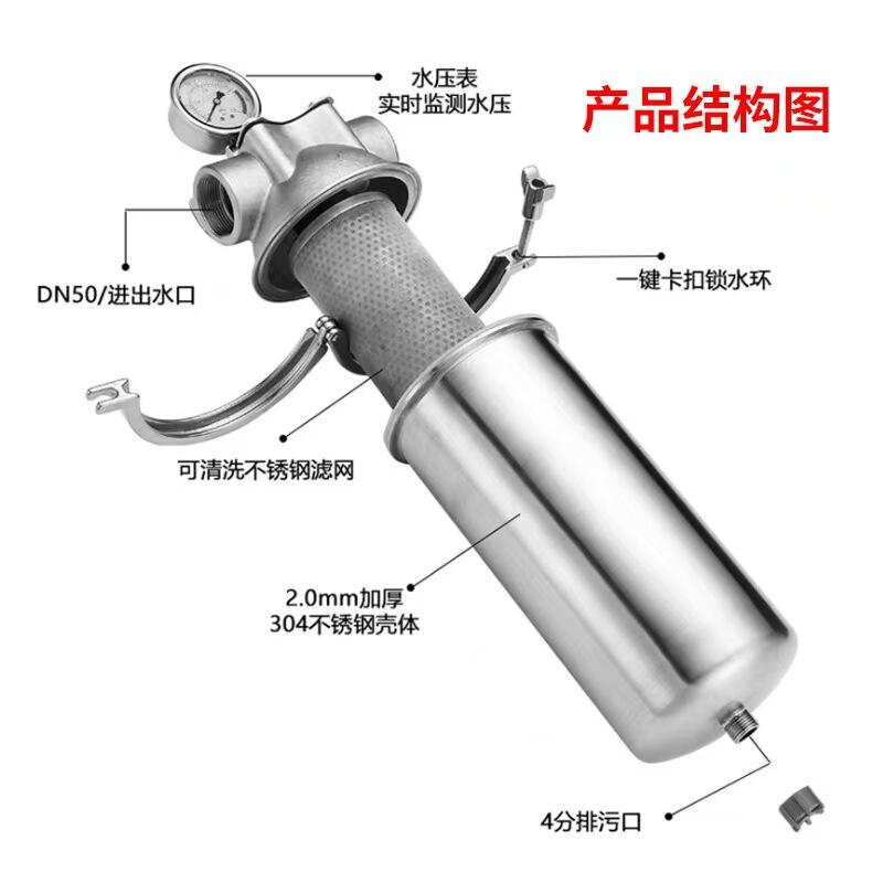 ステンレス鋼のフロント浄水器家庭用キッチン浄水器大流量逆洗井戸水フィルター|undefined