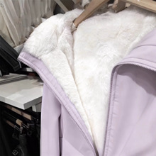 紫色加绒加厚卫衣外套女2025秋冬季新款北极绒保暖连帽显瘦上衣