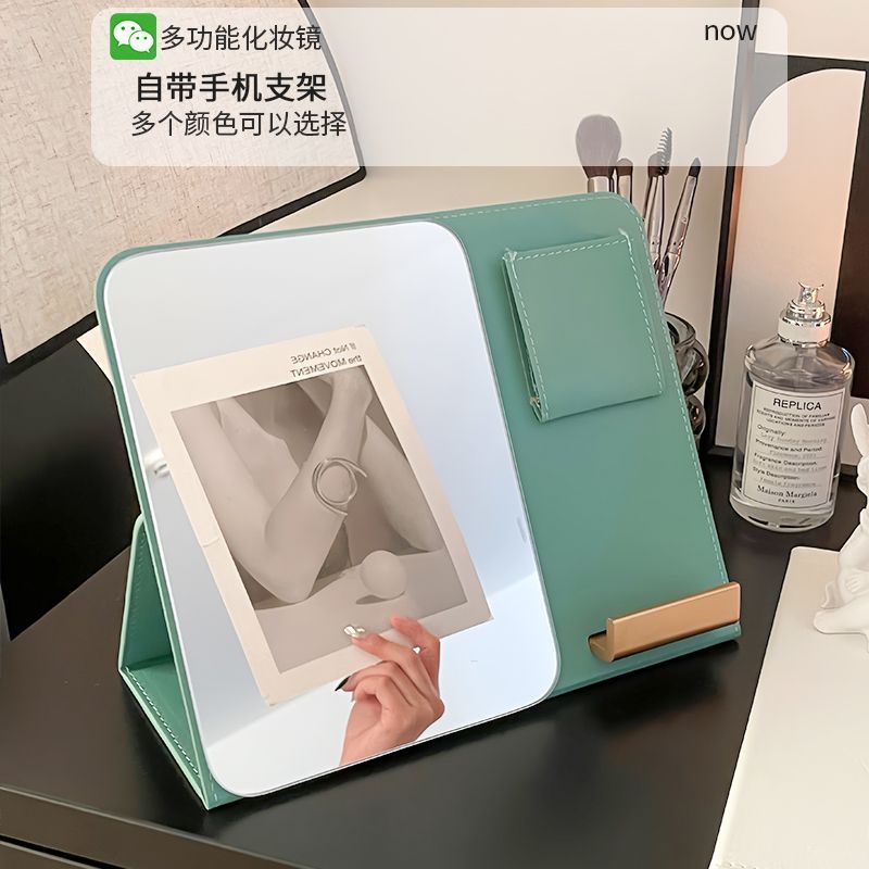 Inswind espejo plegable soporte de teléfono móvil espejo de maquillaje dormitorio de estudiantes de escritorio espejo de vestir viaje portátil