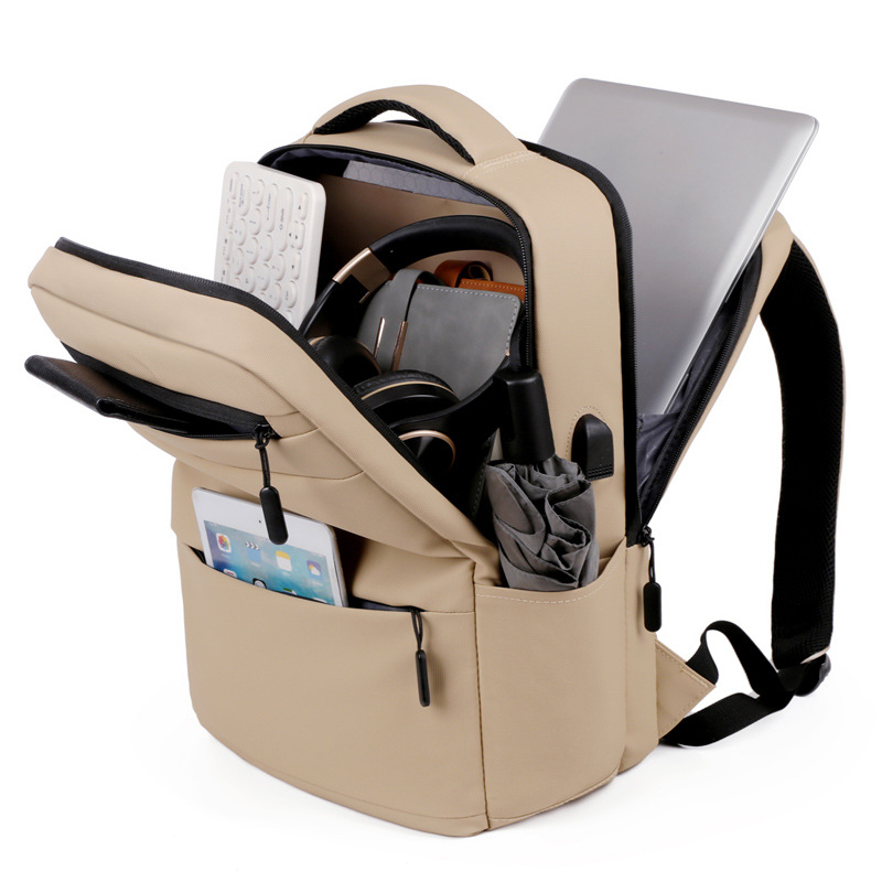 Mochila de negocios USB multifuncional, bolsa de computadora de viaje, mochila simple y práctica, mochila universitaria