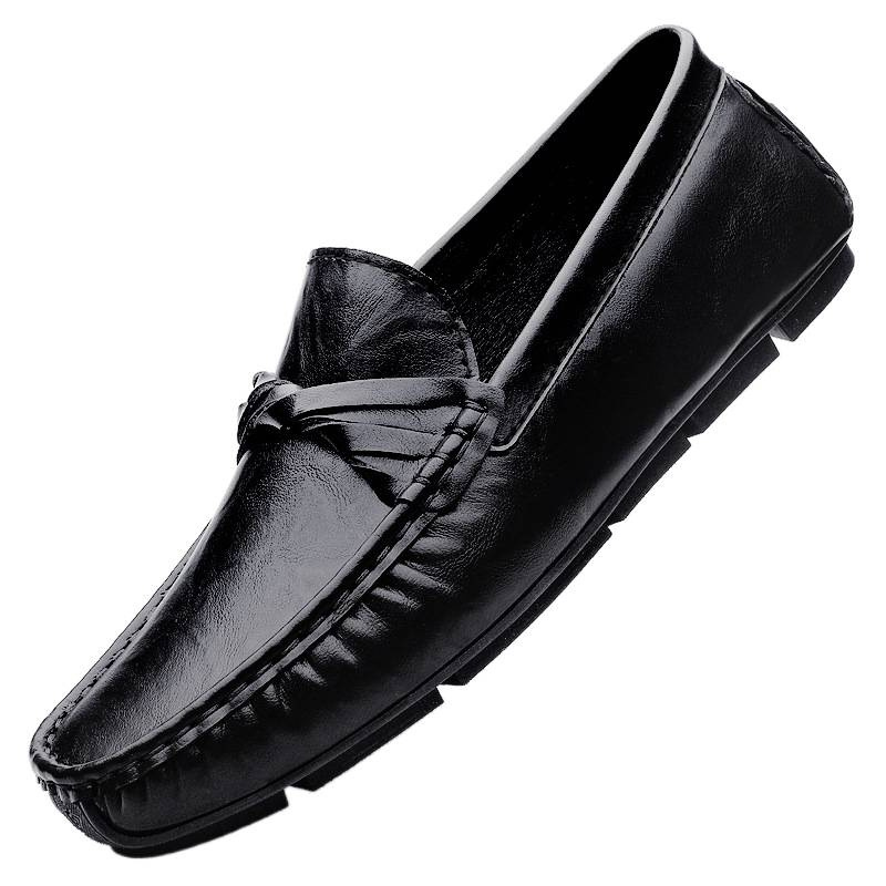 Zapatos de hombre de cuero real 2025 nuevos zapatos de negocios británicos transpirables con suela suave zapatos casuales perezosos con un pie zapatos para hombre