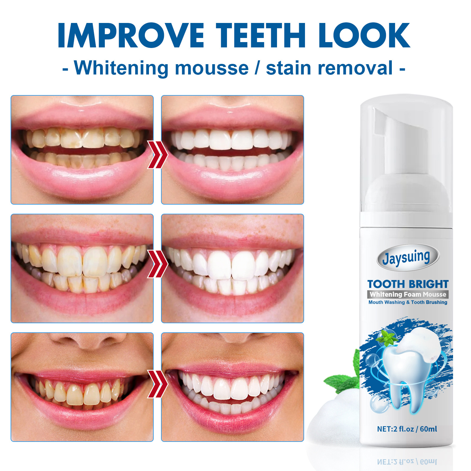 Jayswing Mousse toothpaste tartar, bad breath, beautiful teeth, portable foam toothpaste, oral cleaning_voghion.com