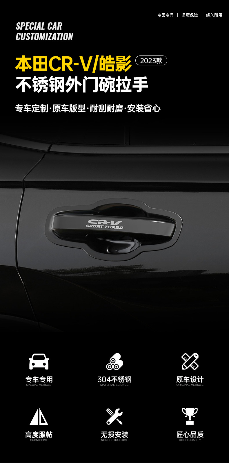 Suitable for 2017-2026 Honda New Crv Exterior Door Handle Bowl Sticker, Haoying Car Door Handle Protection and Decoration Accessories