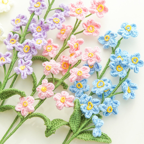 Forget-me-not finished woven bouquet, creative forest style with European and American artificial flowers, handmade gift for girlfriend
