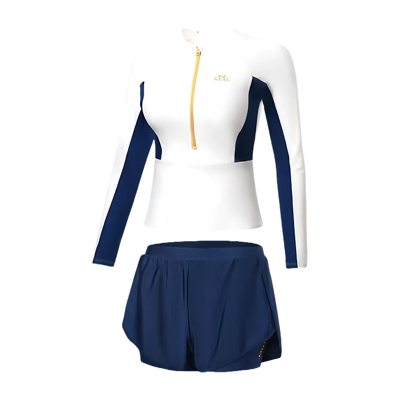 Women's Two-Piece Long-Sleeve Swimsuit 2025 New Conservative Tummy-Covering Slimming Professional Swimming High-End Hot Spring Swimwear