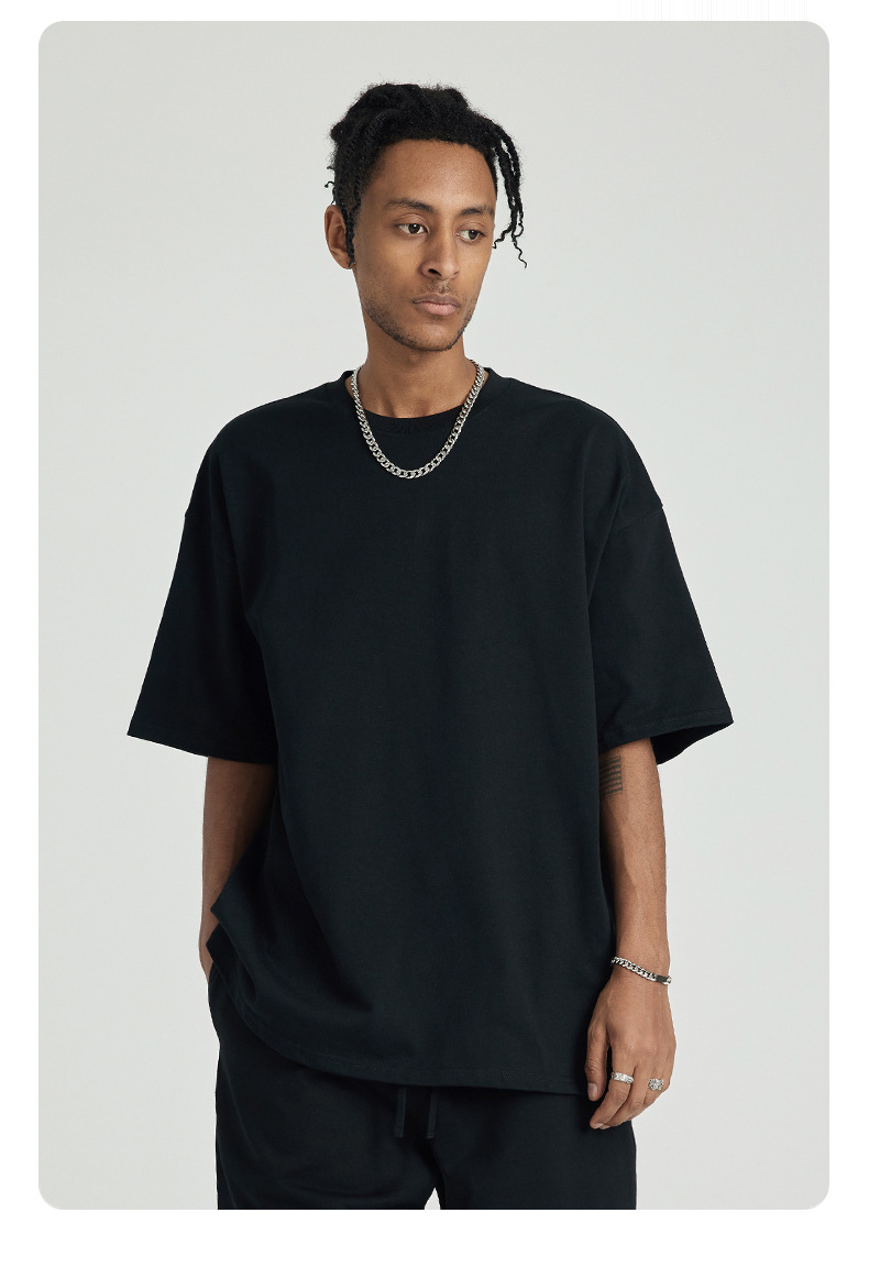 287g Weight Short Sleeve Sleeve Length Pullovers Placket Type Drop Sleeve Sleeve Type Cotton Fabric Type Long Top Length T-shirt Tops Type Daily Occasion Round Neck Neckline Breathable Function Loose Fit Type Solid Color Pattern Summer Season Men's Gender Casual Style Wholesale Men's Casual Solid Color Short Sleeve Men's Tops 10