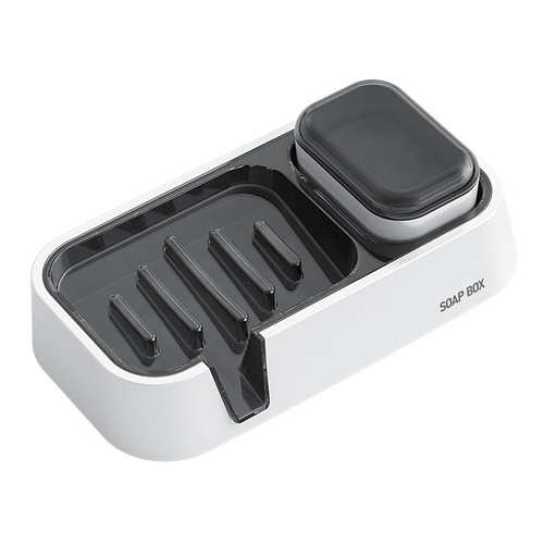 Soap box punch-free suction cup wall-mounted double-layer drain soap box household soap rack bathroom soap box storage rack