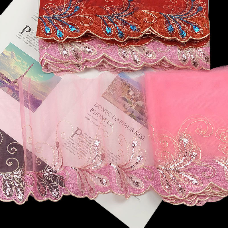 现货蕾丝花边刺绣亮片花边 diy手工婚纱礼服裙摆装饰服装辅料lace