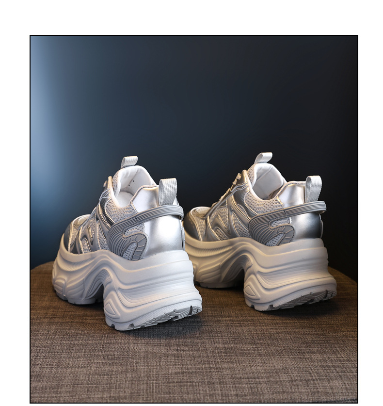 Giày sneaker nữ đế dày chunky mesh thoáng khí, tăng chiều cao bên trong — Màu trắng chi tiết 20