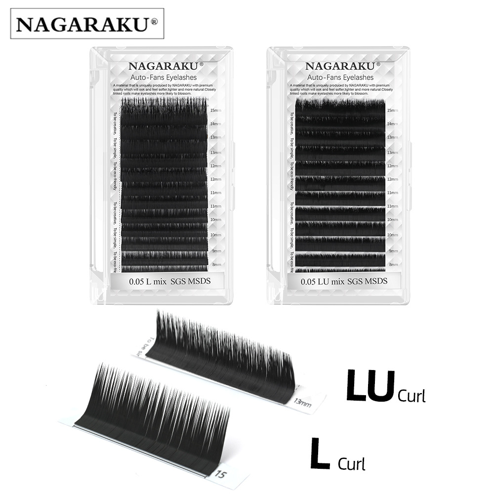 NAGARAKU estilo Fox floración automática L Lu doble capa de múltiples capas no dispersos talón un segundo injerto de floración pestañas