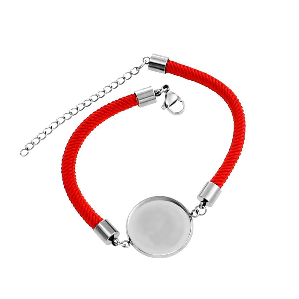 20mm Acero inoxidable tiempo gema cuero cuerda bandeja pulsera soporte inferior ranura cubierta de goma pieza DIY joyería hecha a mano Accesorios