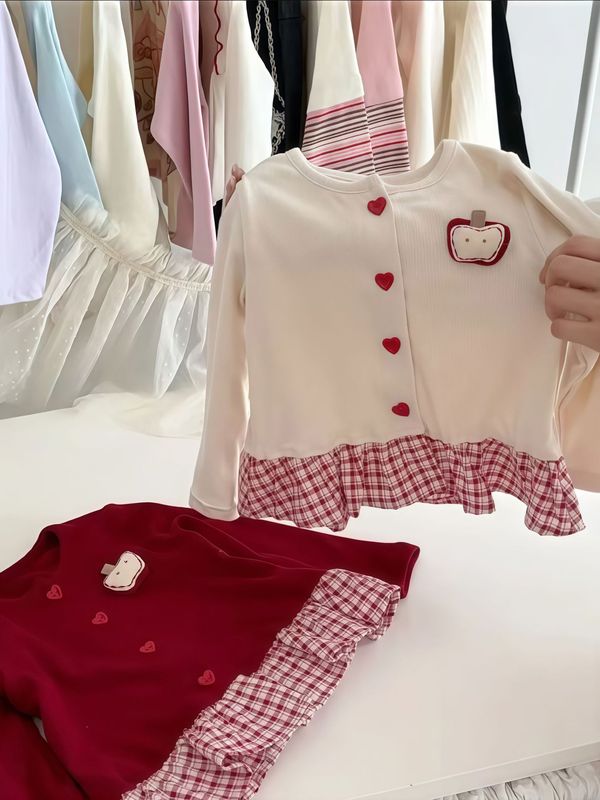 女童长袖T恤秋季韩版儿童休闲可爱卫衣宝宝打底衫拼接裙摆上衣|undefined