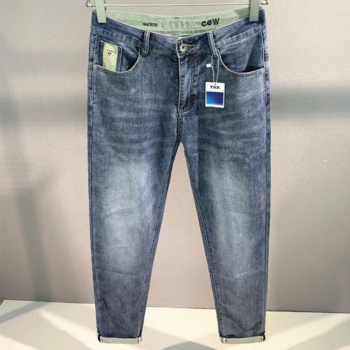 Summer men's jeans, soft and thin, elastic, straight, slightly loose jeans, all-match slim pants