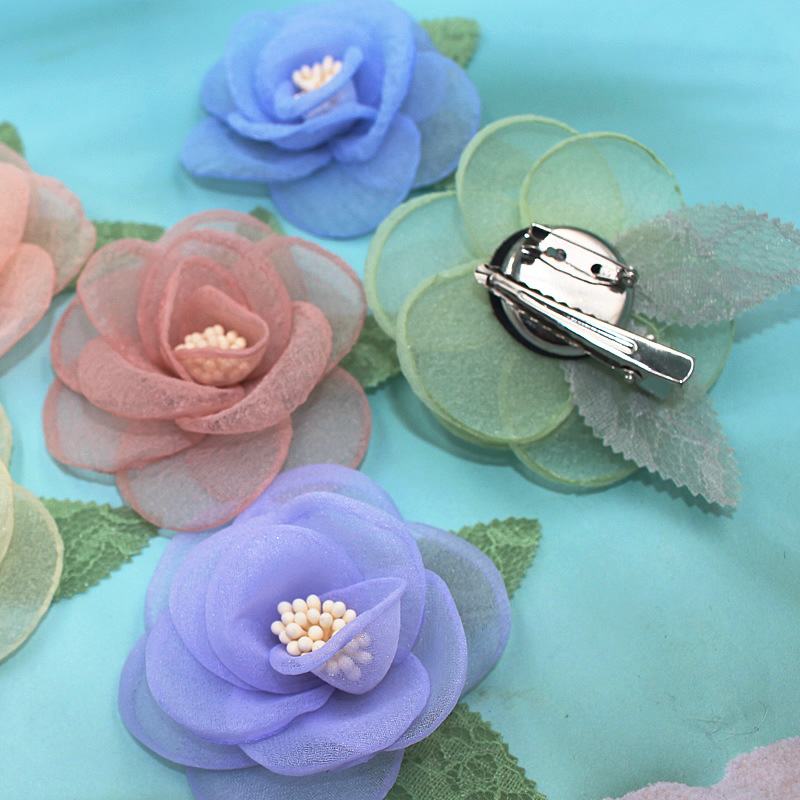 Blumen Camellia Brosche Mit Verbrannten Rändern, Corsage Anstecker_voghion.com