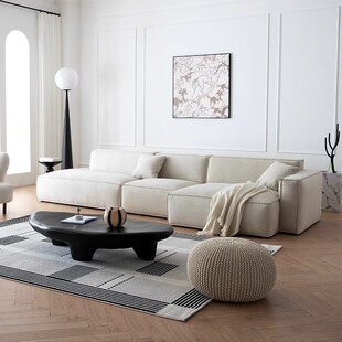 Winnie Matte Fabric Anti-Cat Scratch Italian Minimalist Living Room Irregular Tofu Block Flannel Fully Removable and Washable Straight-Row Sofa