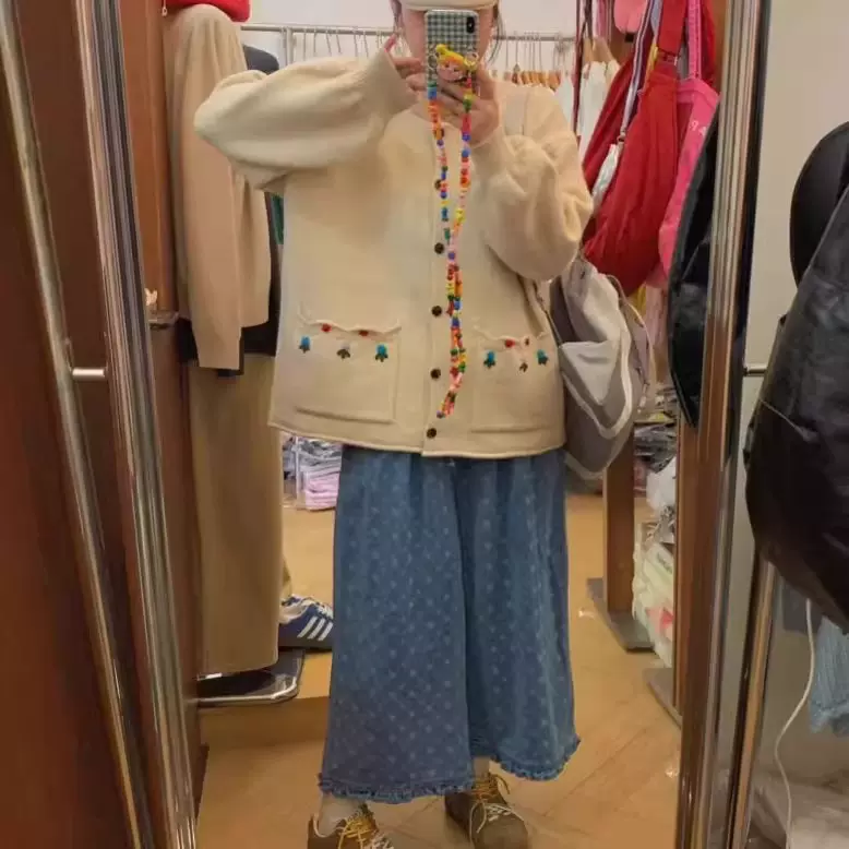 日系复古绿色针织开衫毛衣外套女2026春季新款慵懒宽松风软糯上衣