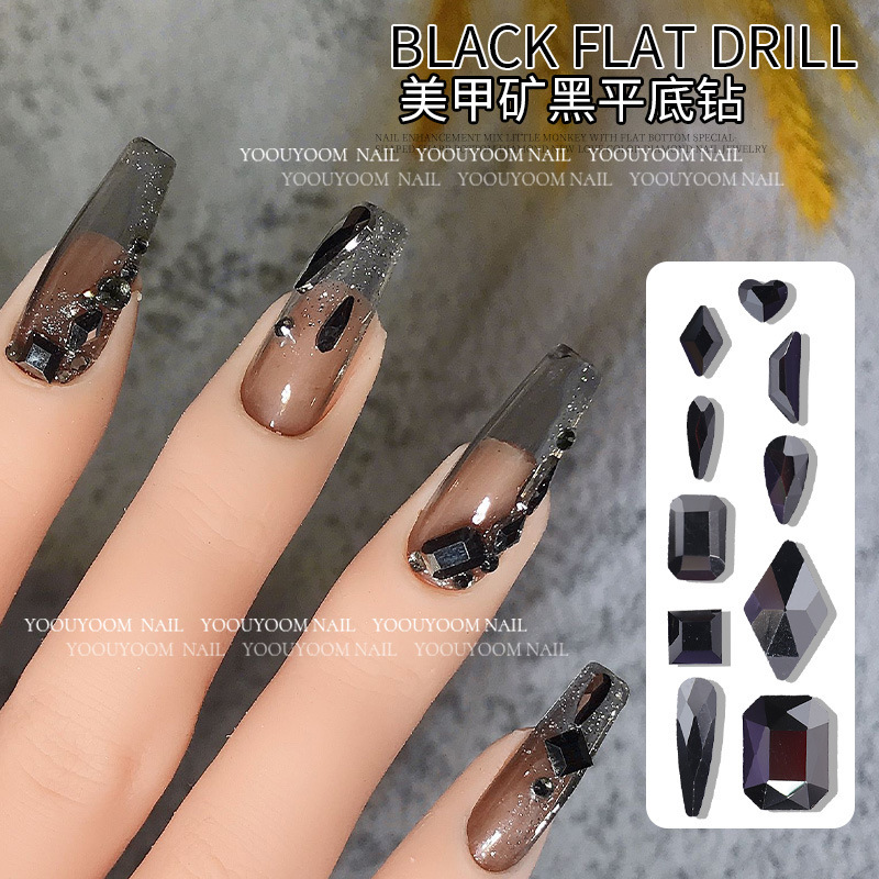 Cross-border Net red nail drill Jewelry Wholesale Mine black special-shaped flat bottom drill water drop love glass drill nail decoration Cross-border Net red nail drill Jewelry Wholesale Mine black special-shaped flat bottom drill water drop love glass drill nail decoration
