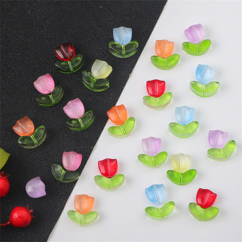 10 Sets/Pack Quantity 10 Sets/Pack 7 * 14mm 9 * 9mm Less Than 1mm Glass Flower DIY Jewelry Accessories Beads