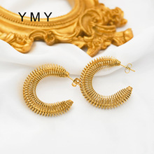 钛钢简约个性几何环形弹簧耳环大气高级感气质时尚百搭耳饰