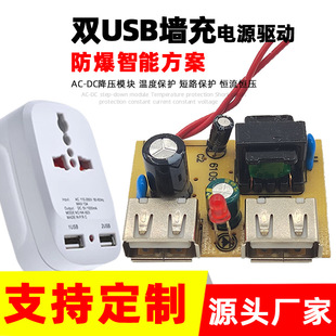 Factory Direct Sales 5V1A Dual USB Wall Plug Switching Power Module Multi-Function Conversion Plug with USB Interface Bare Board
