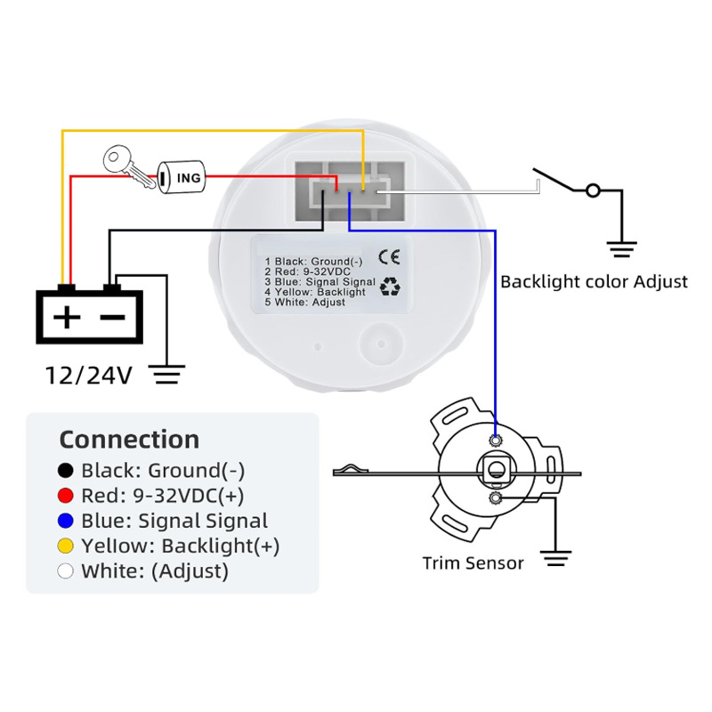52mm yacht left and right side hull direction indicator marine measuring balance gauge pointer-type marine instrument