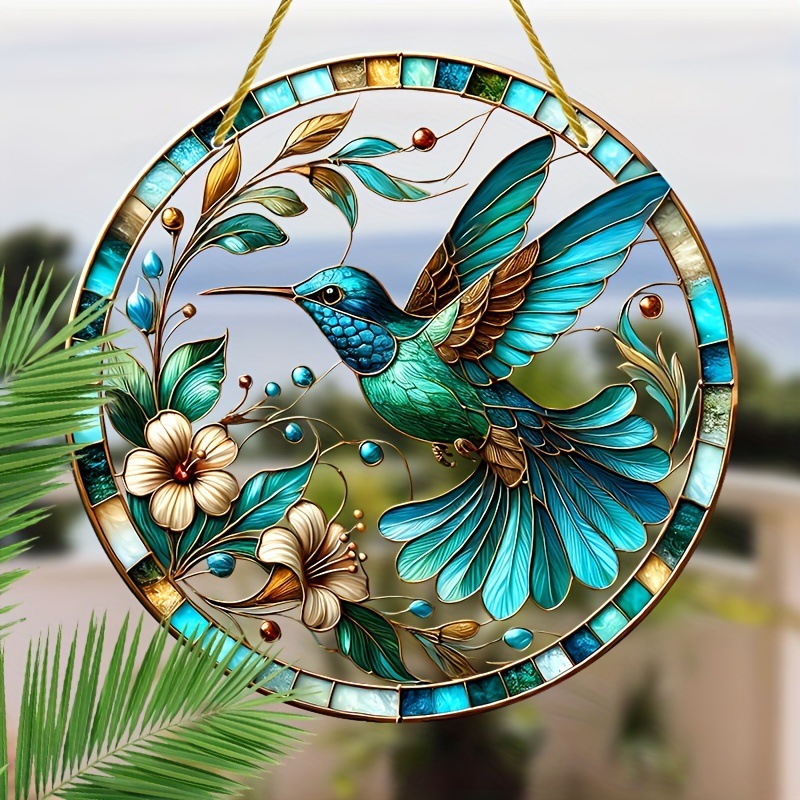 Transfronterizos temu pintado pico pájaro estilo bohemio colección interior y exterior decoración colorida colgante acrílico redondo