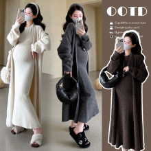 孕妇装秋套装2025新款连衣裙潮妈孕期穿搭时尚气质减龄秋冬针织裙