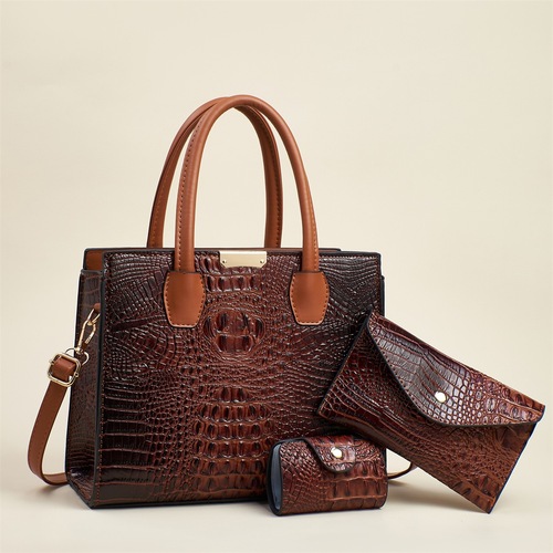 2025 European and American Retro Women's Handbag: Fashionable Croc-Print Bag with Simple Elegance, Offering Ample Capacity as a Chic Crossbody Option