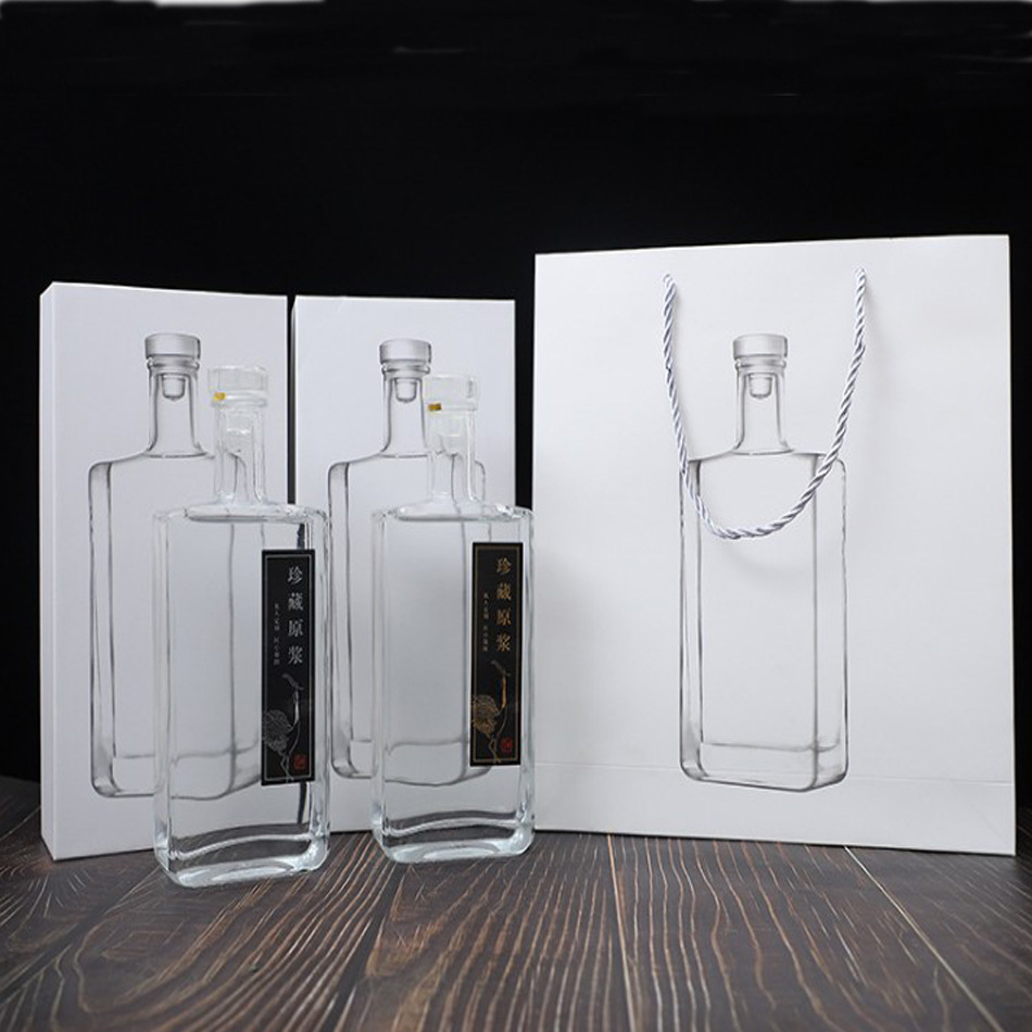 精致高档玻璃盖玻璃瓶500ml玻璃酒瓶保健酒瓶白酒瓶空瓶全套