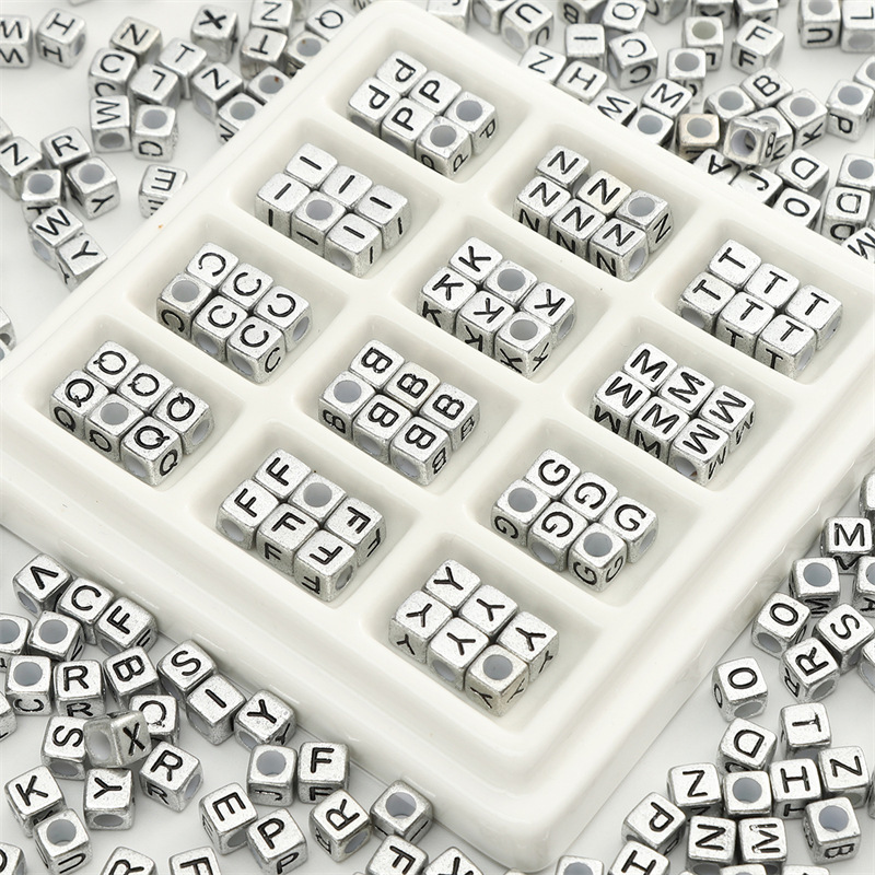 Acrylic English 6X6Mm Square Single Letter Beads DIY Decoration Accessories DIY Beads Loose Beads DIY Loose Beads