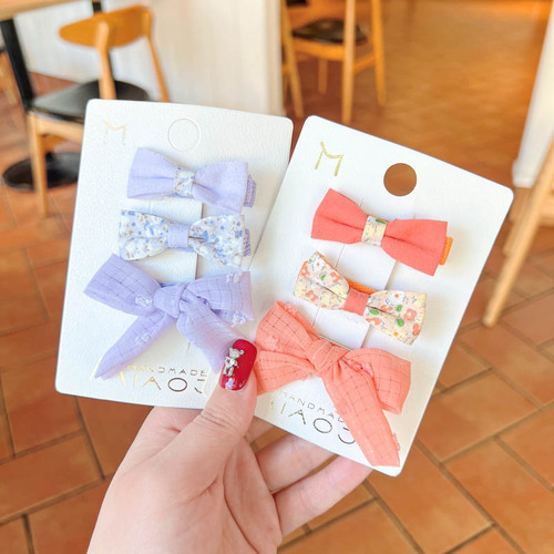 Korean version of three-piece children's hair clip set for little girls fabric floral bow pressure clip baby does not hurt the hair bag cloth clip