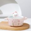 Cartoon cute rabbit, glass, ceramic cup home use with glass