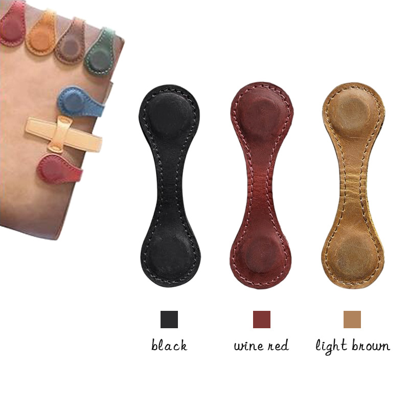 Feideli Amazon caliente de cuero genuino titular de libro magnético retro estudiante marca de lectura marcador titular de la cuenta de mano de doble cara