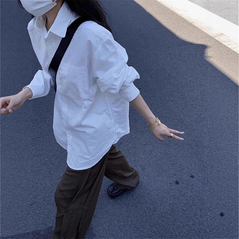 Pure White Shirt for Men, Long-Sleeved, High-End, Handsome Hairstylist Suit, Layered Spring & Fall Bottoming Shirt Jacket