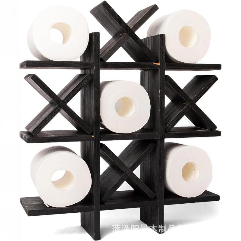 Cross-border Wooden Storage Rack Checkerboard Layout Wall Hanger Suitable for Study Toilet Tissue Decoration Storage Rack