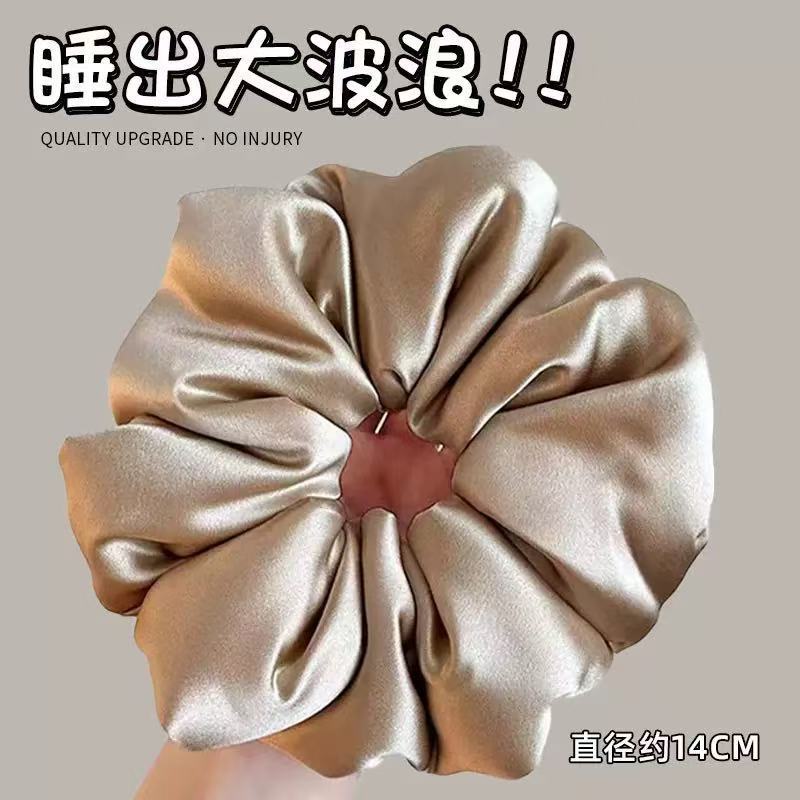 睡眠枕头发圈女高级感缎面超大大肠发圈填充棉伤发真丝头绳发饰|undefined