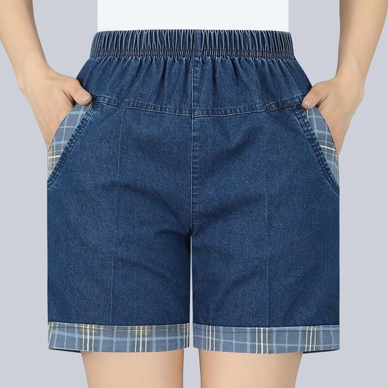 Mom's Denim Shorts for Women Aged 40 to 50, Summer Thin Style, Middle-Aged and Elderly Women's Large Size Five-Point Pants