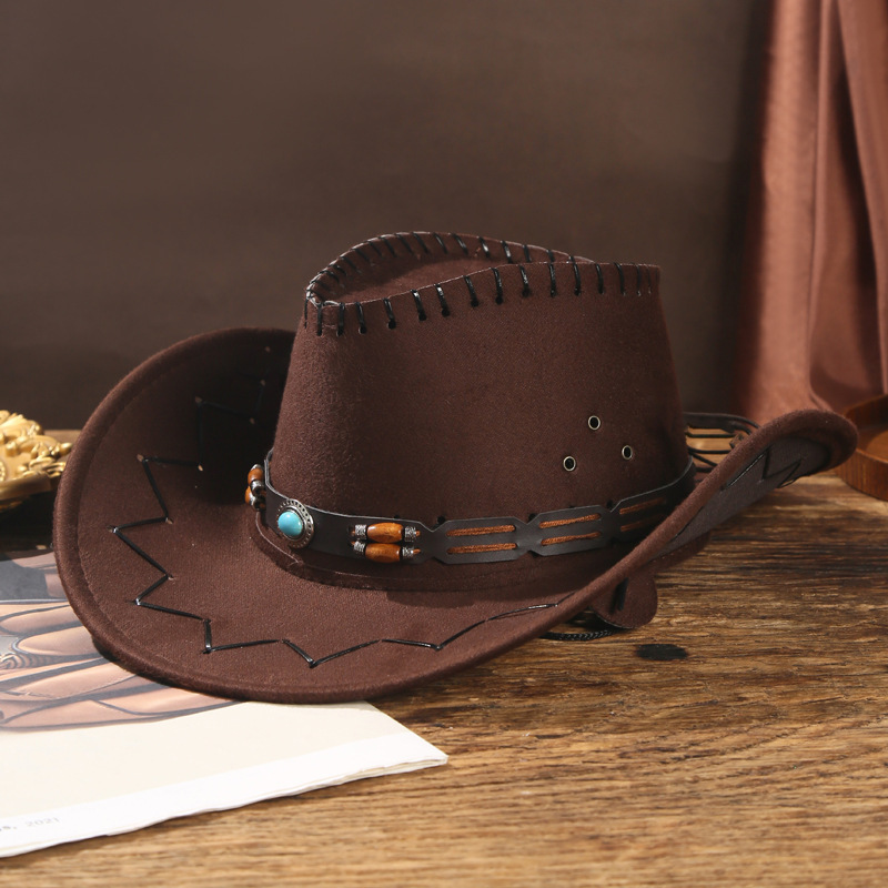Foreign Trade Turquoise Thin Leather Belt Cowboy Hat Spring and Summer Outdoor Travel Mountaineering Hat Stage Performance Western Cowboy Hat Wholesale Foreign Trade Turquoise Thin Leather Belt Cowboy Hat Spring and Summer Outdoor Travel Mountaineering Hat Stage Performance Western Cowboy Hat Wholesale