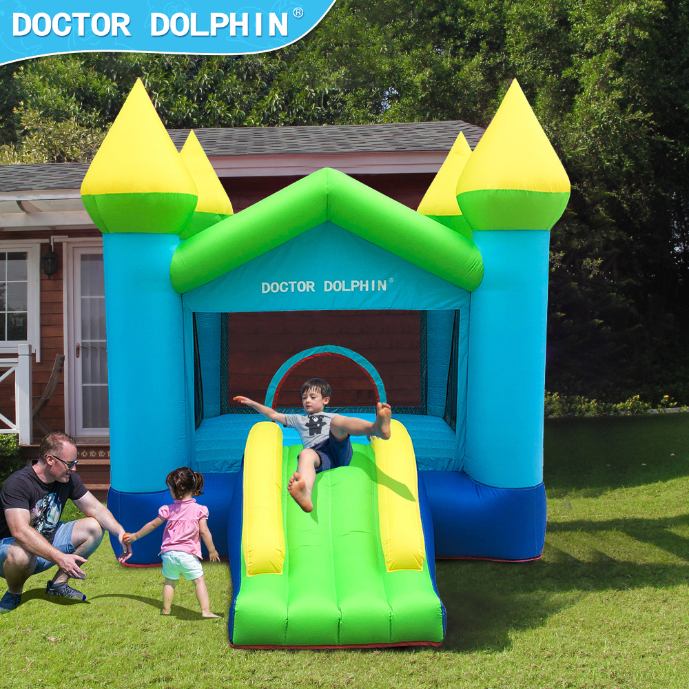 Doctor Delfín | Castillo inflable para niños, trampolín, tobogán pequeño para interiores, parque de atracciones para fiestas en casa, castillo infantil