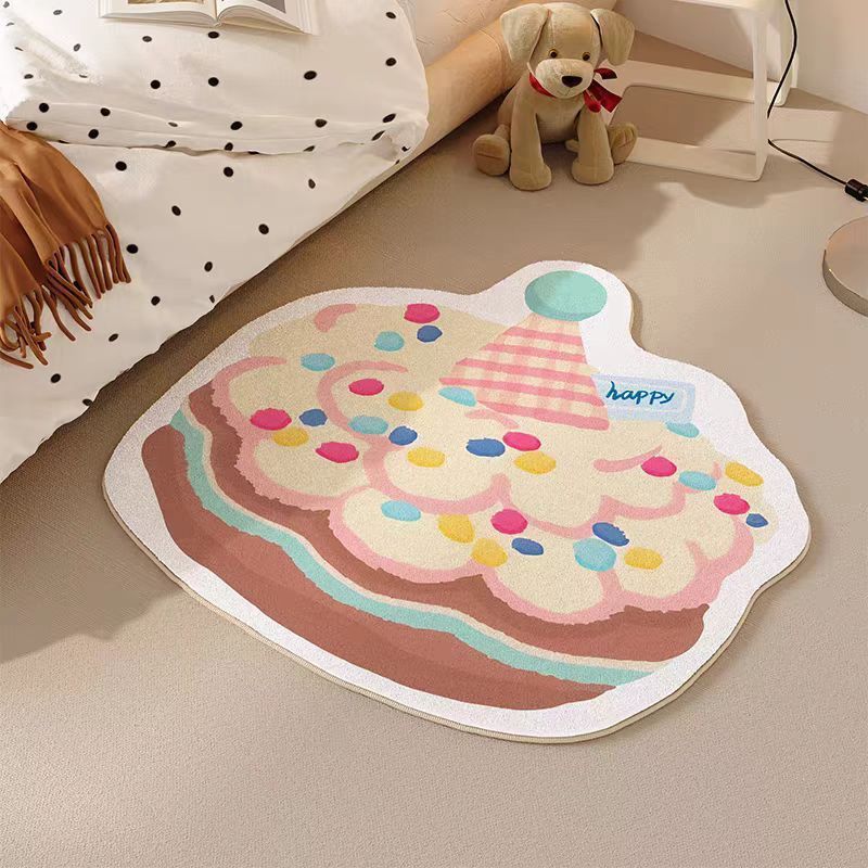 Cute Girly Heart-Shaped Imitation Cashmere Carpet, Wear-Resistant and Non-Slip, Bedroom Bedside Blanket, Cool and Plush Home Floor Mat
