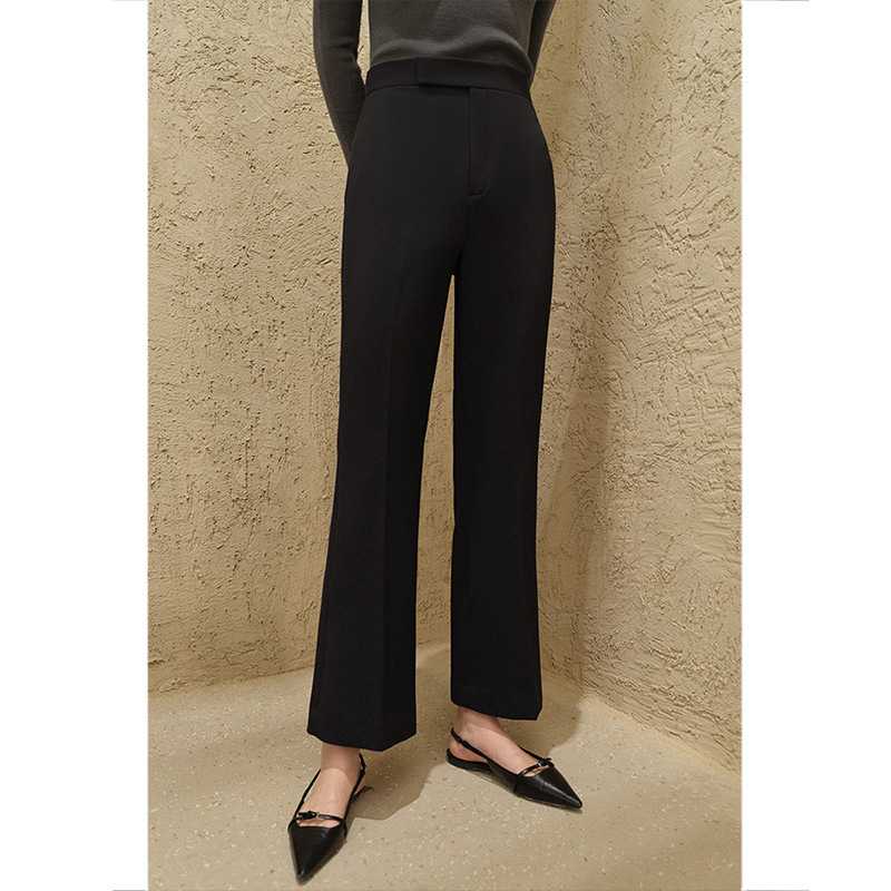 Women's Cropped Suit Pants 2026 Spring New High-Waisted Straight-Leg Flared Pants Petite Slimming Casual Bell-Bottom Pants