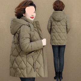 妈妈冬装羽绒棉服女中长款2025新款中老年棉衣秋冬季保暖棉袄外套